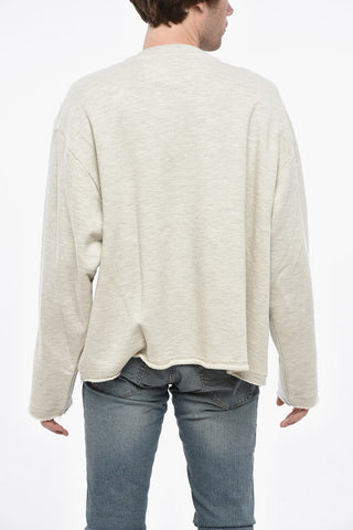 Cotton Blend ANIOLA Crew-neck Sweater with Raw Cut