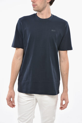 T-Shirt Girocollo in Cotone con Logo in Rilievo