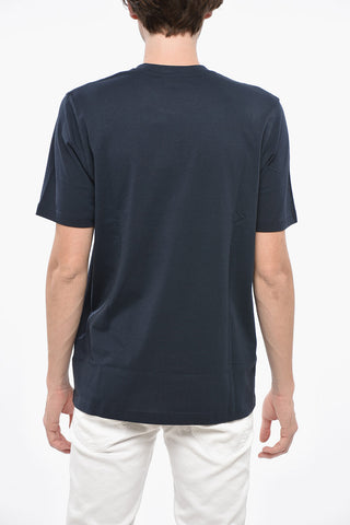 T-Shirt Girocollo in Cotone con Logo in Rilievo