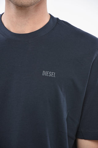 T-Shirt Girocollo in Cotone con Logo in Rilievo