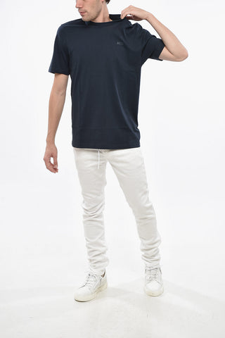 T-Shirt Girocollo in Cotone con Logo in Rilievo