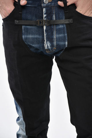 ICON Two-Tone Jeans TECHNO COOL GUY with Leather Strap and 16cm Lettering Logo