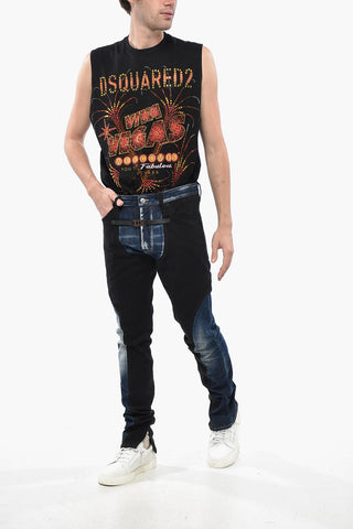 ICON Two-Tone Jeans TECHNO COOL GUY with Leather Strap and 16cm Lettering Logo