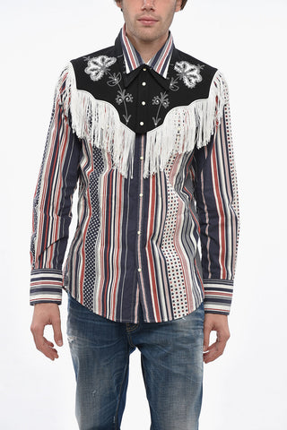 Camicia WESTERN A Righe con Collo Removibile