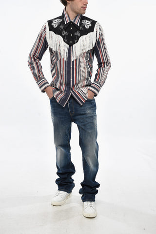 Camicia WESTERN A Righe con Collo Removibile