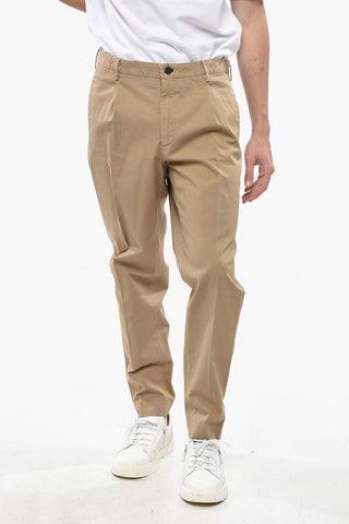 SLOWEAR Single-Pleated Stretch Cotton Tapered Fit Pants