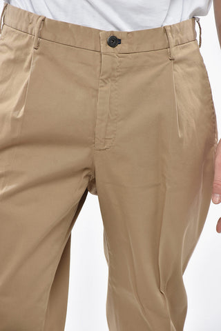 SLOWEAR Single-Pleated Stretch Cotton Tapered Fit Pants