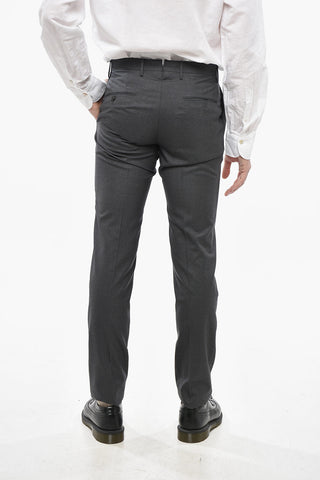 Slim-Fit Virgin Wool Trousers with Belt Loops