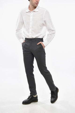 Slim-Fit Virgin Wool Trousers with Belt Loops