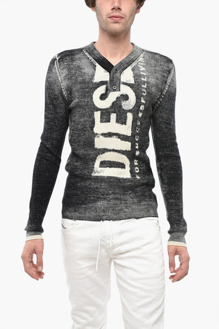 ESSENTIALS Rippen-Wollpullover K-ATULLUS mit Frontlogo