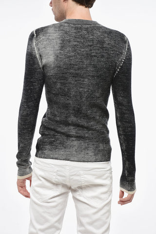 ESSENTIALS Rippen-Wollpullover K-ATULLUS mit Frontlogo