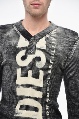 ESSENTIALS Rippen-Wollpullover K-ATULLUS mit Frontlogo