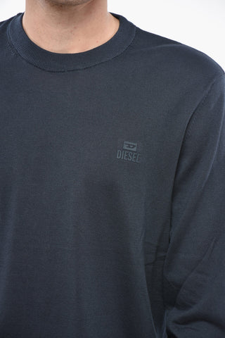 Rundhalspullover aus Baumwolle mit erhabenem Logo