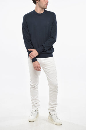 Cotton Crewneck Sweater with Embossed Logo
