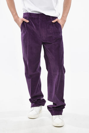 Relaxed-Fit Ribbed Velour Pants