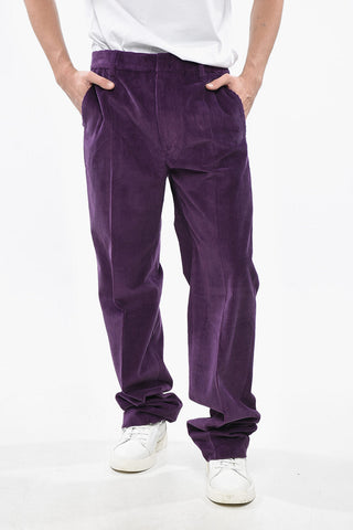 Relaxed-Fit Ribbed Velour Pants