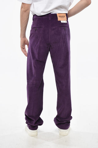 Relaxed-Fit Ribbed Velour Pants