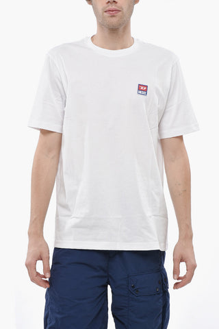 T-Shirt mit Rundhalsausschnitt aus Baumwolle mit Patch-Logo