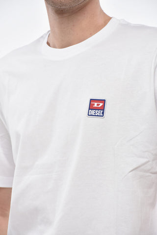 T-Shirt mit Rundhalsausschnitt aus Baumwolle mit Patch-Logo