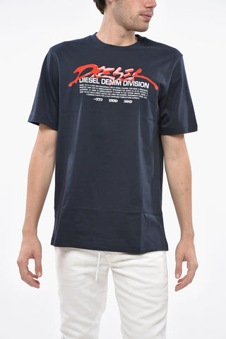 T-Shirt Girocollo in Cotone con Logo in Rilievo