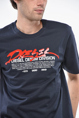 T-Shirt Girocollo in Cotone con Logo in Rilievo