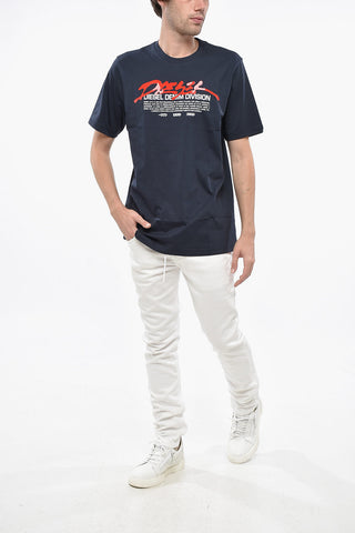 T-Shirt mit Rundhalsausschnitt aus Baumwolle mit geprägtem Logo