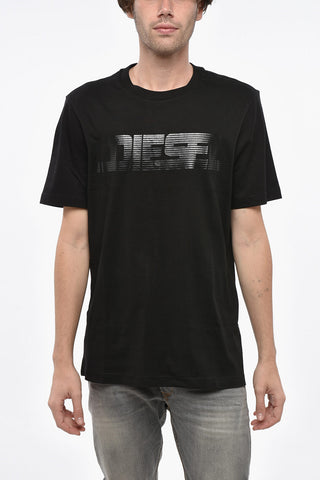 T-Shirt Girocollo in Cotone con Logo Stampato