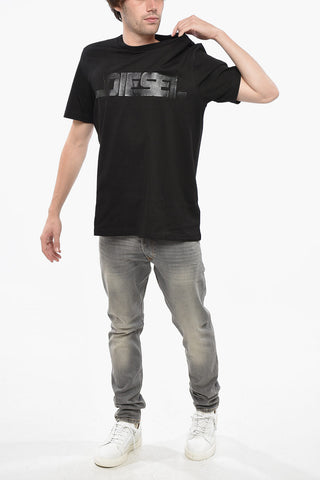 T-Shirt Girocollo in Cotone con Logo Stampato