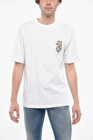 COUTURE! Solid Color Crew-neck T-Shirt with Frontal Print
