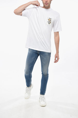 COUTURE! Solid Color Crew-neck T-Shirt with Frontal Print
