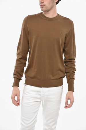 Cotton Crewneck Sweater with Embossed Logo