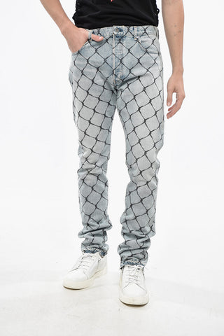 Straight-Leg Jeans with 18cm Net-Effect Print