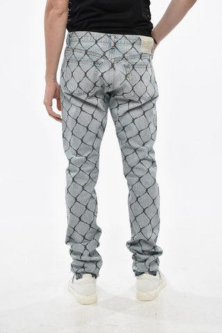 Straight-Leg Jeans with 18cm Net-Effect Print