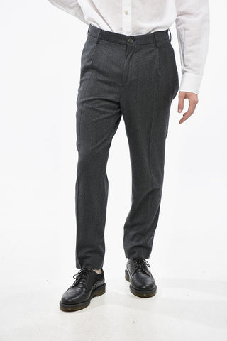 Single-Pleated Virgin Wool Tapered Fit Pants
