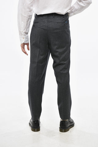 Single-Pleated Virgin Wool Tapered Fit Pants
