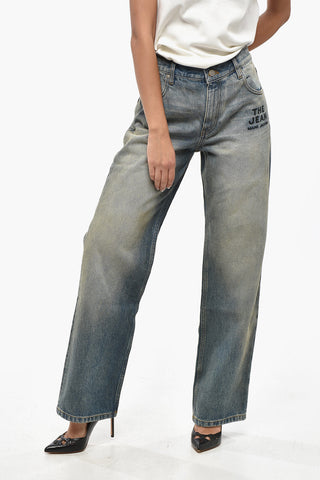 Jeans Regular Fit con Logo Ricamato 22cm