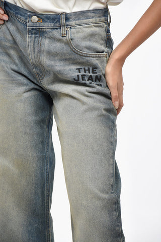 Jeans Regular Fit con Logo Ricamato 22cm