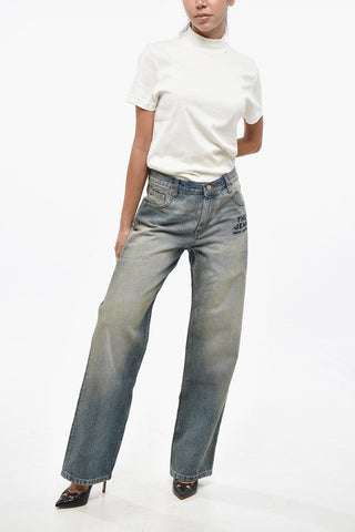 Jeans Regular Fit con Logo Ricamato 22cm