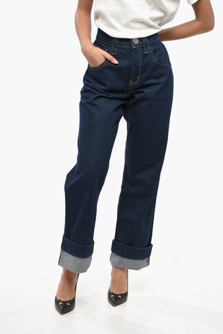 Jeans a Gamba Larga e a Vita Alta 23cm