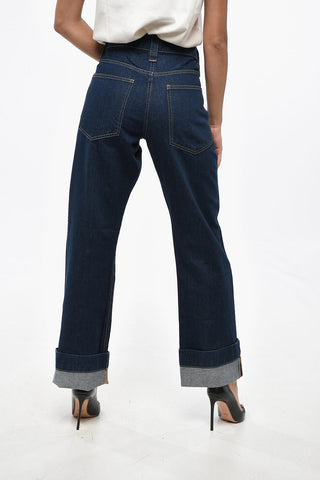Jeans a Gamba Larga e a Vita Alta 23cm