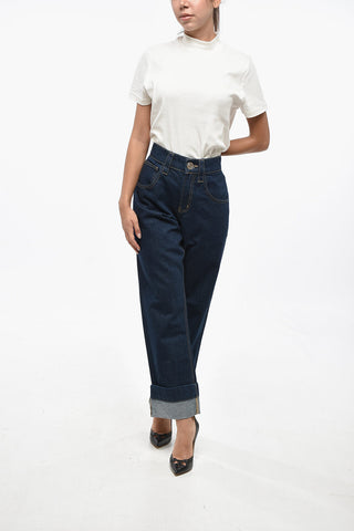 Jeans a Gamba Larga e a Vita Alta 23cm