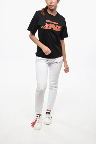 코튼 프린트 라운드넥 티셔츠 EASY FIT