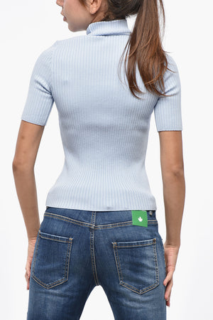 Maglia a Collo A Costine con Monogram