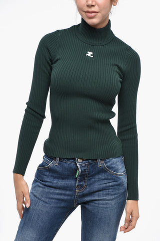 Ribbed Turtleneck Sweater with Monogram