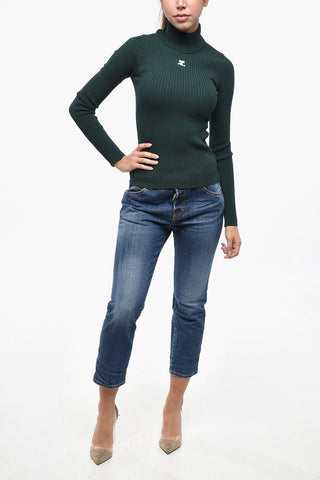 Ribbed Turtleneck Sweater with Monogram