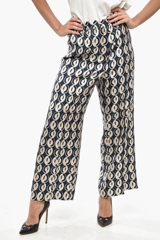 S Pantaloni in Seta TIMEB con Motivo Geometrico