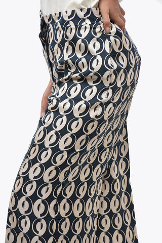 S Pantaloni in Seta TIMEB con Motivo Geometrico