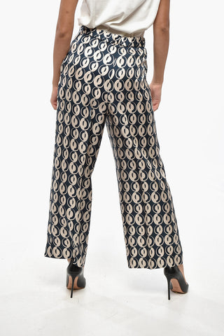 S Pantaloni in Seta TIMEB con Motivo Geometrico