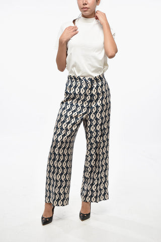 S Pantaloni in Seta TIMEB con Motivo Geometrico