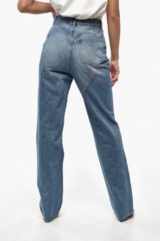 High-Waist Distressed-Jeans mit Schmuck 20cm